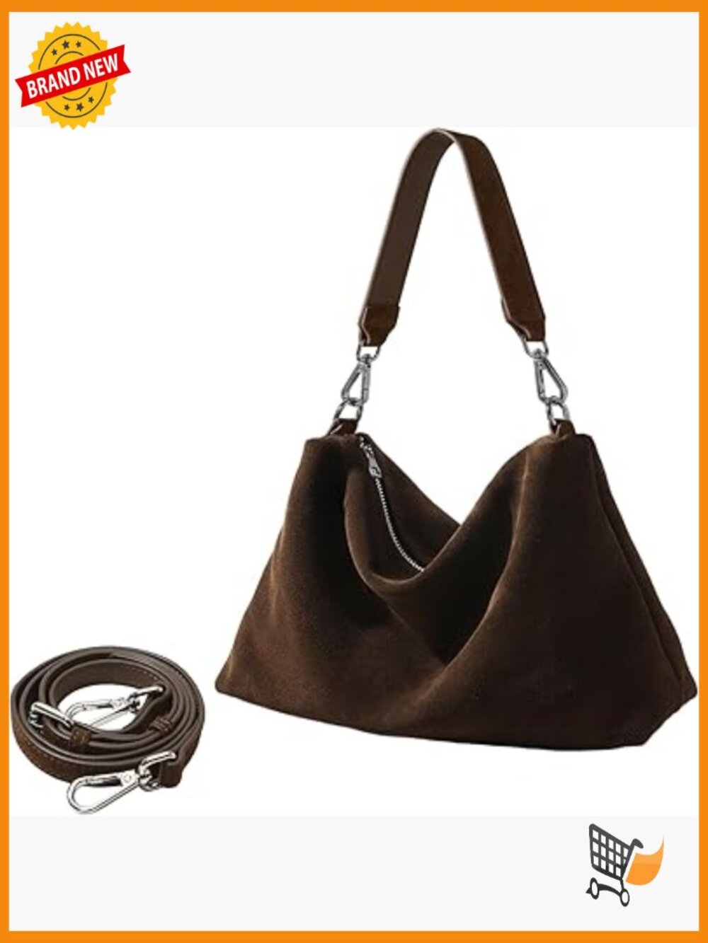 Genuine Suede Hobo Tote Shoulder Crossbody Bag Large Capacity